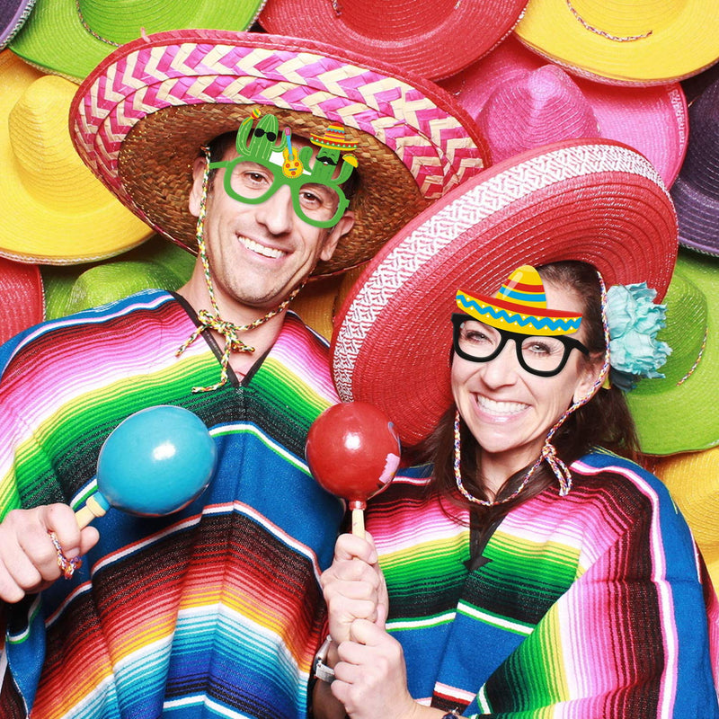 Fiesta Party Decorations Paper Eyeglasses Cinco De Mayo Paper Eyewears Mexican Themed Cactus Chili Pepper Pinata Taco Avocado Corn Guitar Sombrero Maraca Margarita Photo Props Let's Fiesta Party Supplies 12PCS - PawsPlanet Australia