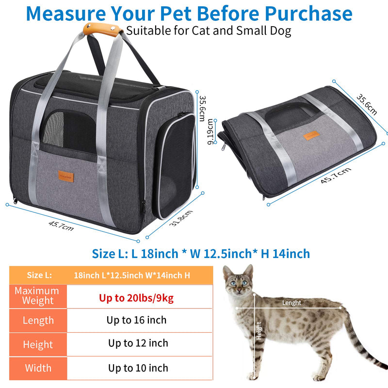 morpilot Pet Carrier Bag, Portable Cat Carrier Bag Top Opening with Breathable Mesh, Foldable Pet Transport Bag for Dogs and Cats up to 20lbs as Cage and Carrier Bag, with Shoulder Strap and Pet Bowl Large Size - PawsPlanet Australia