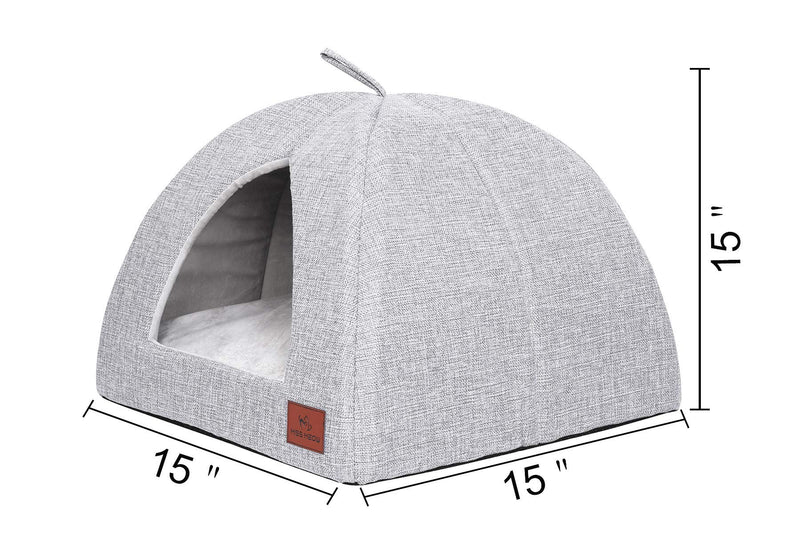 [Australia] - Miss Meow Cat Dog Tent Triangle Bed Removable Cushion Cover Two Way Conversion Medium Gray Linen 