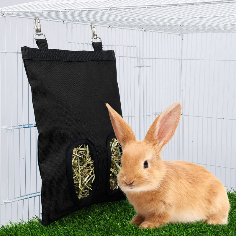 Tiibot 3 Pieces Rabbit Hay Feeder Bag Guinea Pig Small Animal Hanging Feeder Sack Hay Bag Feeding Bag Hay Feeder Storage for Chinchilla Hamsters Rabbit Guinea Pig Small Pets (Black) Black - PawsPlanet Australia