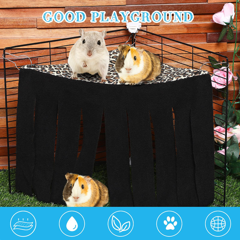 2 Pieces Guinea Pig Hideout Small Animal Corner Fleece Hideaway Cute Ferret Hammock and Sleeping Bed for Ferrets Chinchillas Small Pets Brown with Blue, Black with Orange-brown, Leopard - PawsPlanet Australia