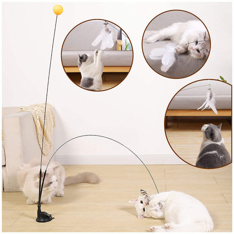 Yang Xin.Style Interactive Cat Toy Angel with Feathers Feather Intelligence Toy for Cats Feather Toy for Kittens with Suction Cups Rope Mouse Swing with Own Door Frame - PawsPlanet Australia
