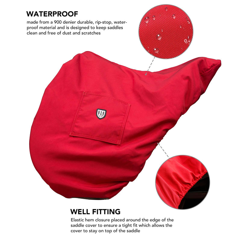 Harrison Howard Premium Waterproof/Breathable Fleece-Lined Saddle Cover Scarlet Red Dressage-One Size - PawsPlanet Australia