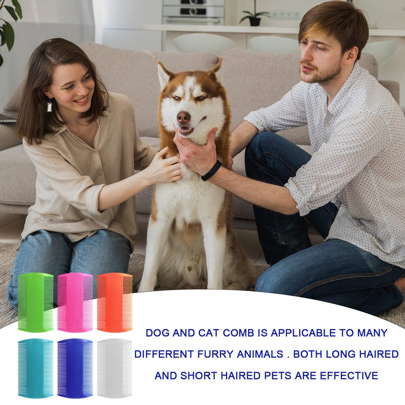 BLMHTWO Pack of 12 lice combs, flea combs for cats and dogs, 6 colors, plastic lice comb, nit comb, pet combs for grooming for removing stains, hair, tear stains - PawsPlanet Australia