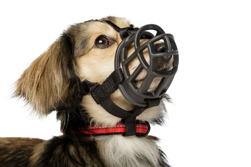 Safe BASKERVILLE ULTRA MUZZLE, Patented Humane Design, Breathable, Dog can Pant and Drink, Adjustable, Padded, Dog Training Muzzle for Small, Medium, Large Dogs, Prevents Biting, Wildlife Scavenging Black Size 1 - PawsPlanet Australia