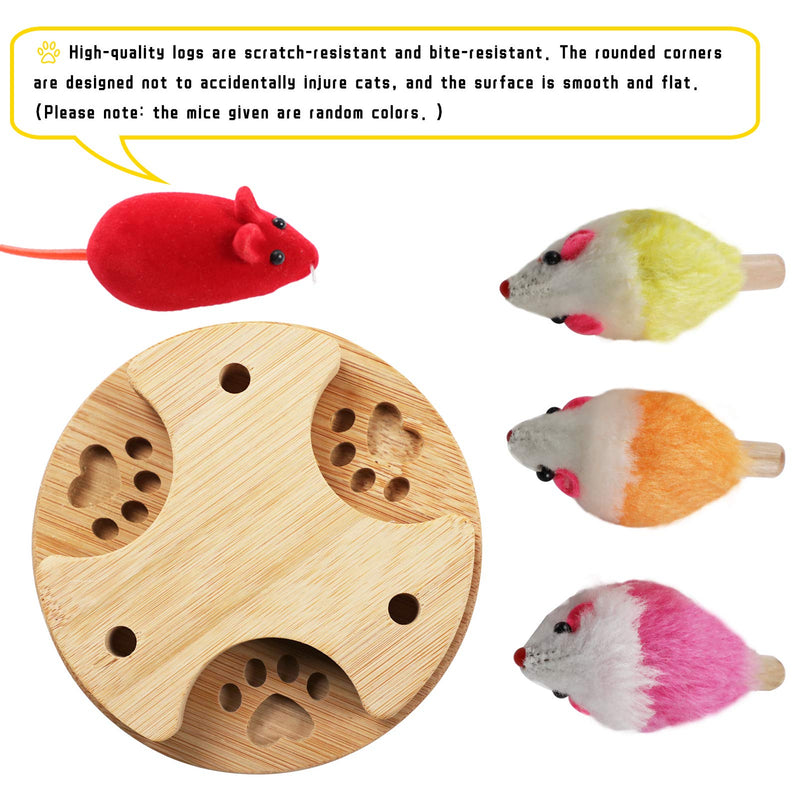 L SERVER Cat Toys,Wooden Spinning Top Cat Toys for Indoor Cats,Interactive Cat Toys with Catnip Groove & Spinning Top,Contained Kitten Toys Sounding Mouse - PawsPlanet Australia