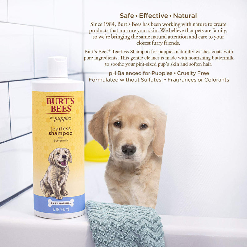 Burt's Bees for Dogs Natural Tearless Puppy Shampoo with Buttermilk | Dog and Puppy Shampoo for Gentle Fur, 32 Ounces | Cruelty Free, Sulfate & Paraben Free, pH Balanced for Dogs - Made in The USA - PawsPlanet Australia