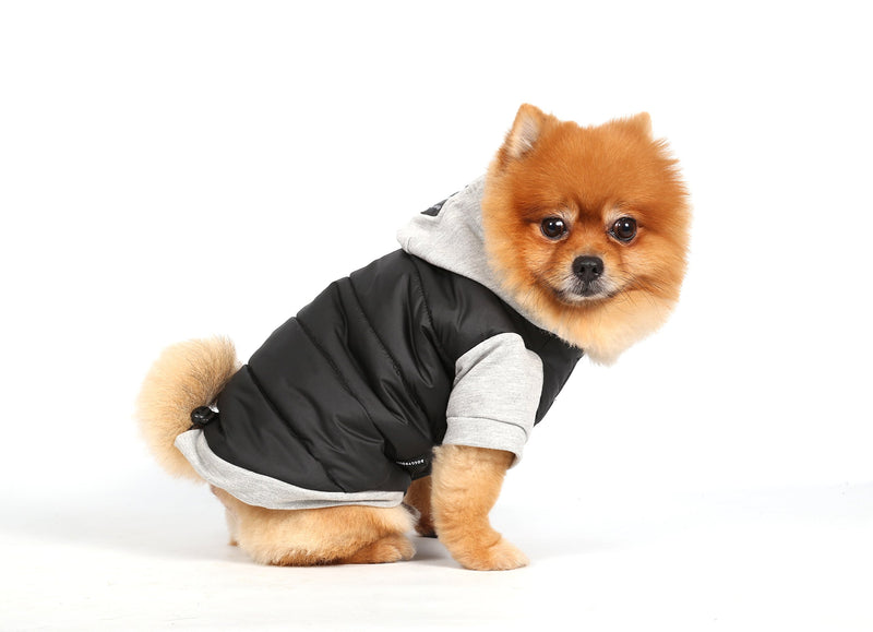 Doggydolly Winter Dog Jacket/Dog coat with Hood, 2X-Large, Black-Grey - PawsPlanet Australia