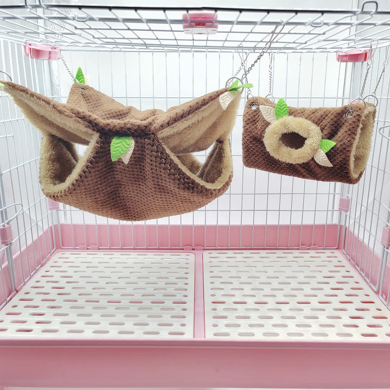 Small Animal Hammock, Hamster Hanging Bunkbed Hammock & Tunnel Warm Bed House Cage Nest Cage Hanging Tunnel and Hammock for Sugar Glider Squirrel Hamster Parrot Mice Chinchilla Flying Squirrel Rat - PawsPlanet Australia