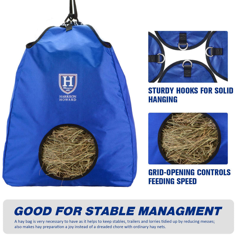 Harrison Howard Premium Durable Horse Hay Bags Slow Feed Hay Bag 1680D Oxford Cloth Heavy Duty Large Capacity Horse Tote Bag-Champion Blue Champion Blue - PawsPlanet Australia