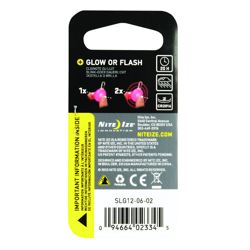 [Australia] - Nite IZE SpotLit Clip-On LED Light with Carabiner, Weather Resistant Pink New Packaging 