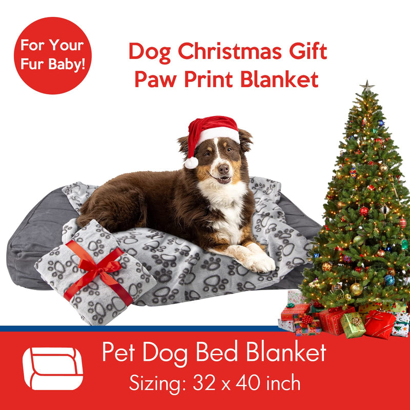 Soft Dog Bed Blanket, Warm Puppy Blankets Cat Kitten Throw, Medium & Small Fluffy Pet Bed Blanket, Cute Paw Print Pet Blanket for Furniture, Couch Sofa, Newborn Pets Essentials & Gifts 32x40 inch (Pack of 1) - PawsPlanet Australia