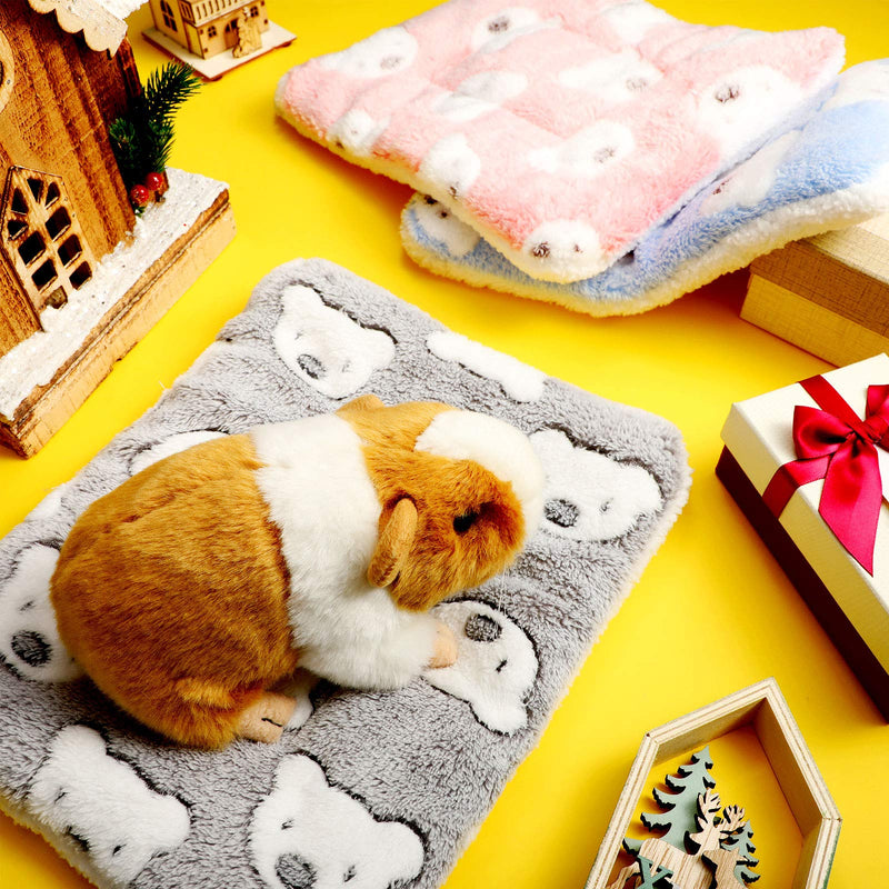 3 Pieces Guinea Pig Hamster Warm Mats Bed Winter Hamster Sleep Pad Hamster Warm Cushion for Bunny Hamster Squirrel Hedgehog Chinchilla, 3 Colors (Bear) Bear - PawsPlanet Australia