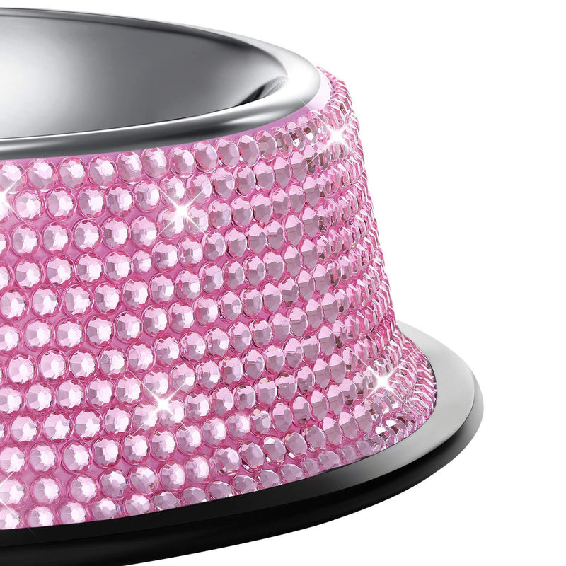 Dog Bowls, SAVORI 640ml Handmade Sparkling Rhinestones Stainless Steel Pet Bowls Double Pet Food Water Feeder for Puppy Dogs Cats - Pink - PawsPlanet Australia