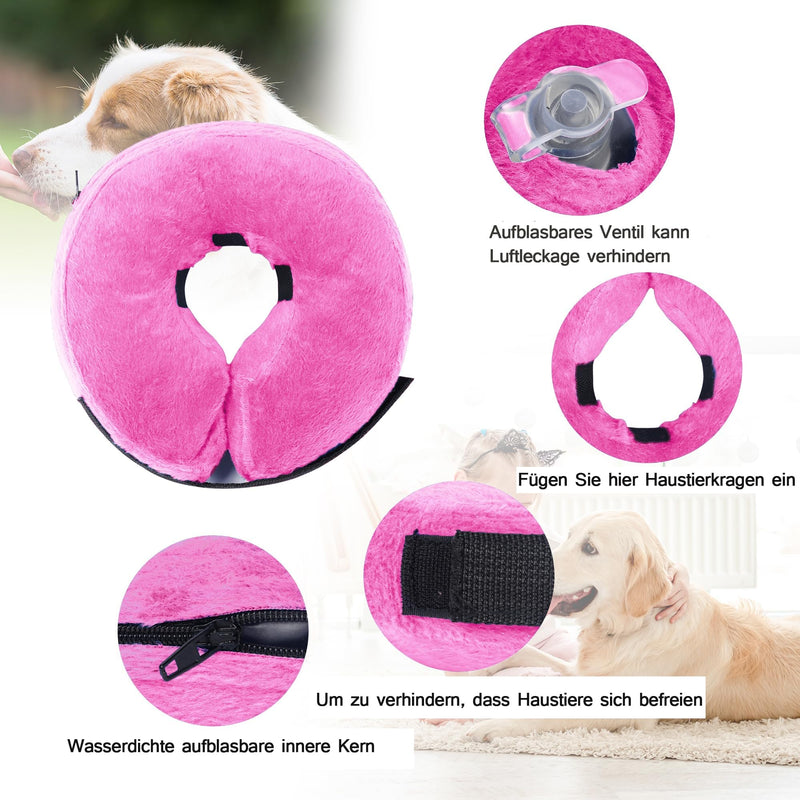 Inflatable Neck Brace for Dogs Cats, Inflatable Dog Collar Neck Brace for Recovery After Surgery or Wounds, Pets Adjustable Protective Collar (Pink S) Pink S - PawsPlanet Australia