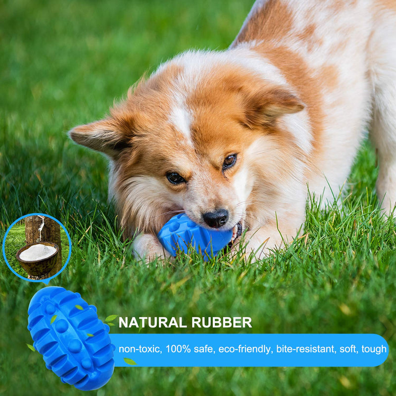 Funow Dog Chew Toys Durable Squeaky Dog Toys Undestructable Rubber Ball for Extreme Chewers Boredom Strong Tough Training Teething Dogs Gift Nearly Indestructible for Medium and Large Breed (Blue) Blue - PawsPlanet Australia