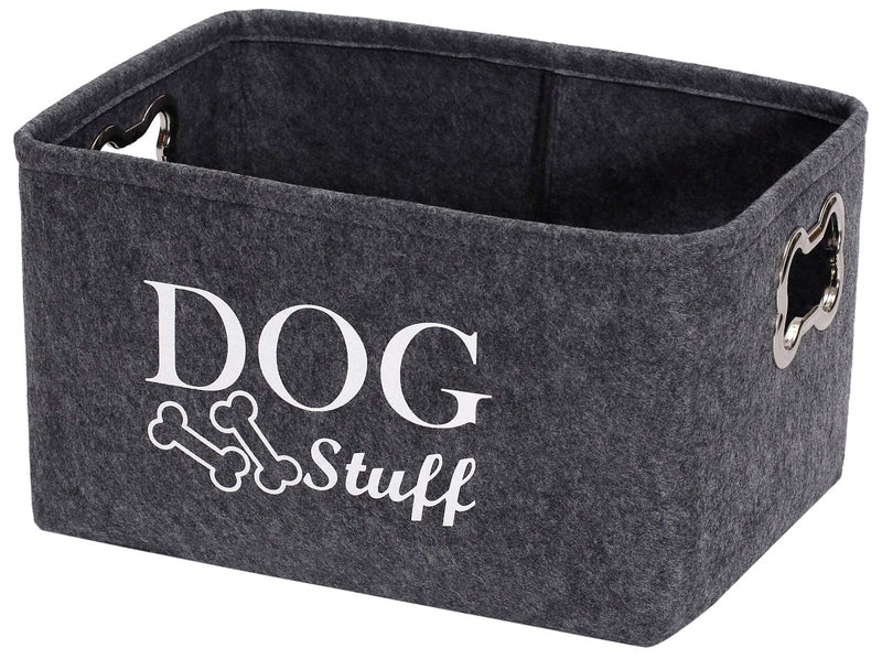 Morezi Felt puppy stuff baskets, dog toy bin storage with designed metal handle, pet organizer - Perfect for organizing pet toys, blankets, leashes, dry food and bandana - Gray - PawsPlanet Australia