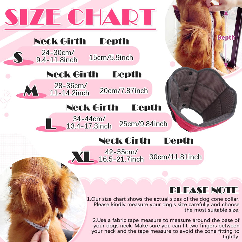 Neck Brace for Dogs, Cat Neck Brace, Protective Dog Collar, Breathable Dog Collar for Small, Medium and Large Dogs, Adjustable Dog Recovery Collar After Surgery - Rose Red SS (Neck: 24-30cm/9.4-11.8in) - PawsPlanet Australia