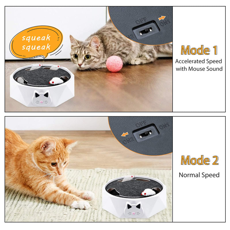 G.C Cat Toy with Running Mouse Interactive Electronic Squeaky Mouse Kitten Toy Automatic Rotating Teaser Pop and Play Hide and Seek Hunt Toy for Cats Kitten - PawsPlanet Australia