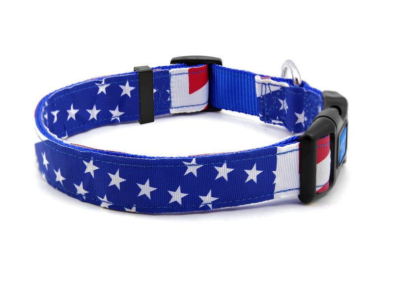 [Australia] - BIG SMILE PAW Dog Collar American Flag,Nylon Dog Collar Adjustable L 