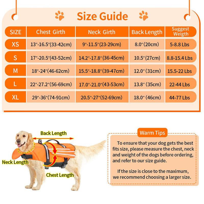 Malier Dog Life Jacket, Unique Wings Design Pet Flotation Life Vest for Small, Middle, Large Size Dogs, Dog Lifesaver Preserver Swimsuit with Handle for Swim, Pool, Beach, Boating (M, Orange) Medium - PawsPlanet Australia