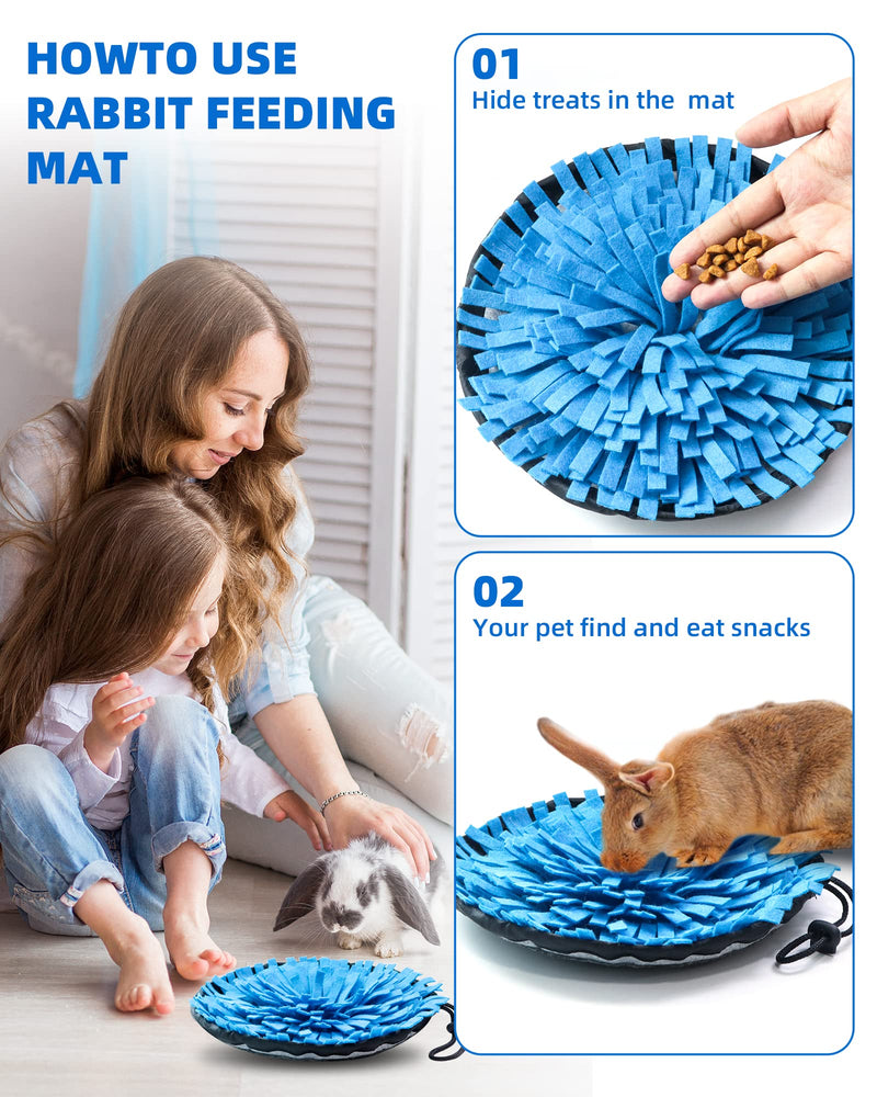 Rabbit Foraging Mat, Interactive Feed Game for Boredom, Small Pet Puzzle Toy, OVMKOV 9.44" x 9.44" Polar Fleece Snuffle Pad Bed Nosework Feeding Mat for Bunny Hamster Guinea Pigs Ferrets Chinchillas - PawsPlanet Australia