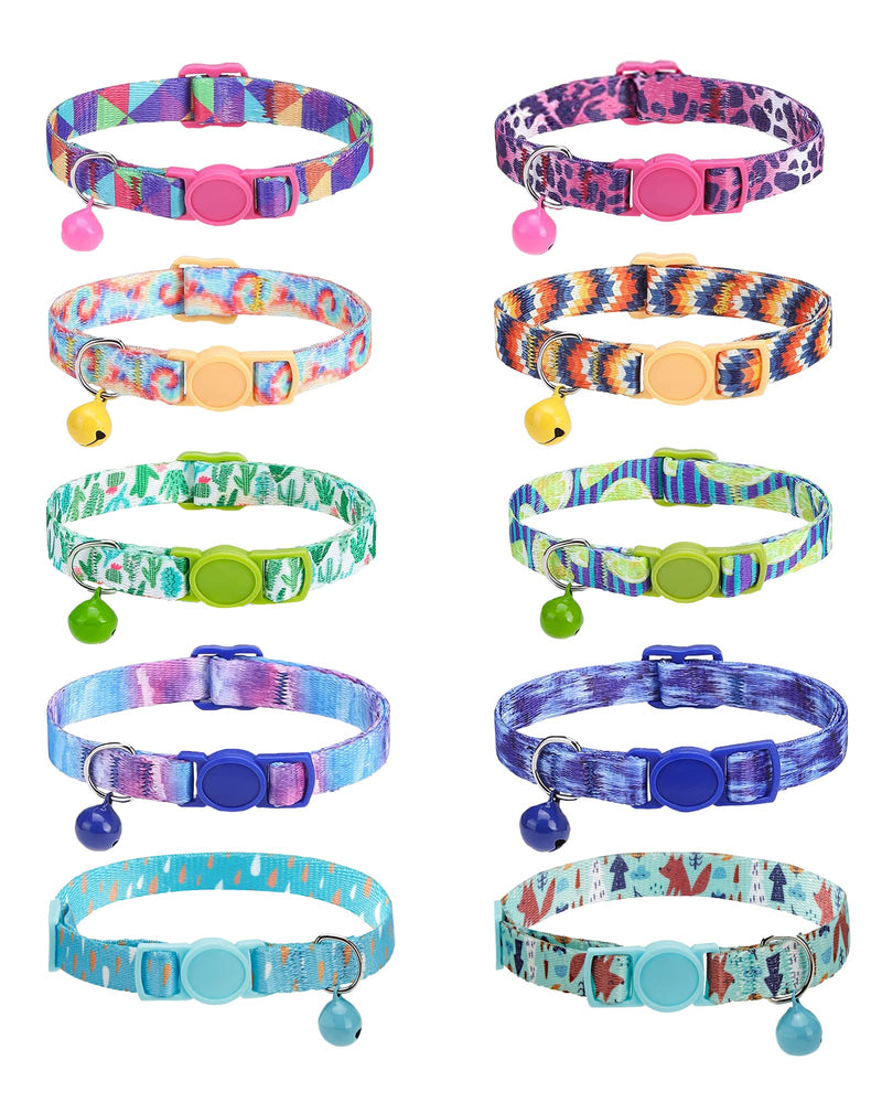 SOLMOONY Cute Cat Collar for Girl Boy,Colorful Breakaway Cat Collars with Bell 2 Pack，Adjustable Printed Nylon with Safety Buckles Kitten Collar (Starry Sky) Starry Sky - PawsPlanet Australia