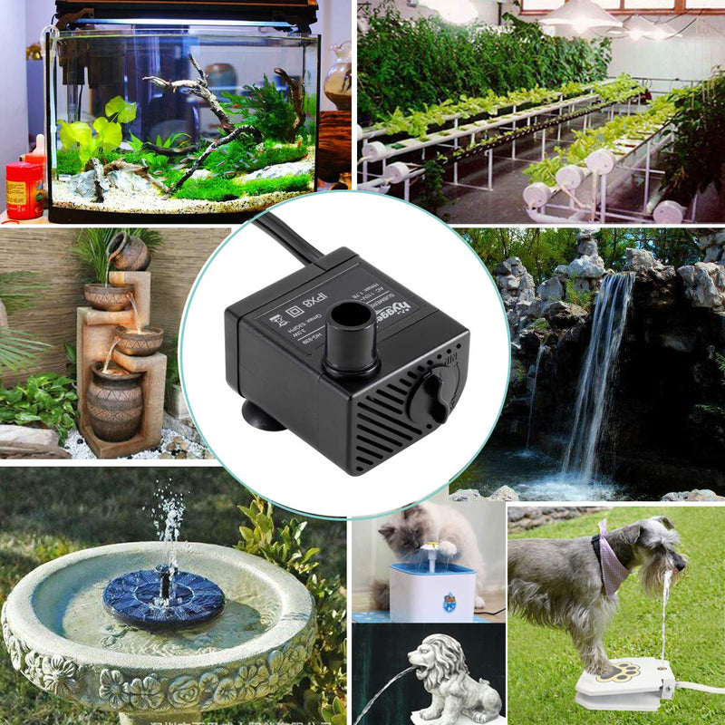 Hygger Ultra Quiet 53GPH (200L/H, 3W) Submersible Mini Water Pump Comes with 2 Nozzles, for Aquariums, Fish Tank, Fountain, Max Lift Height 1.7ft ,120V/60HZ, Power Cord 6ft - PawsPlanet Australia