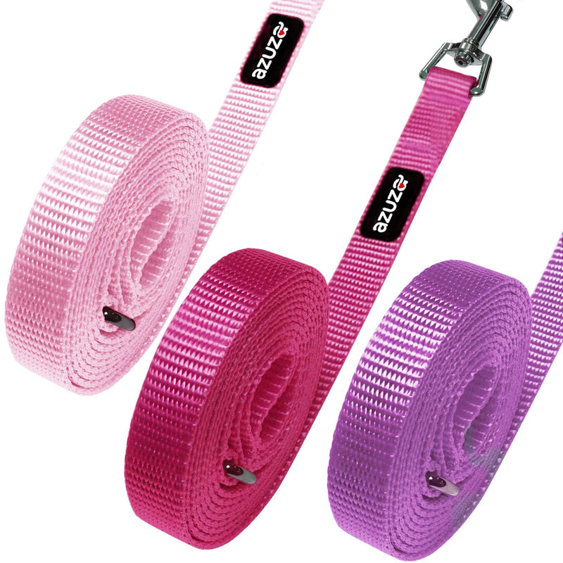 azuza 3 Pack Nylon Dog Leashes,Strong & Durable Basic Style Leash with Easy to Use Collar Hook,Available in Multiple Lengths for Puppy Small Medium and Large Dogs standard 3 pack 1"×4ft Pink - PawsPlanet Australia