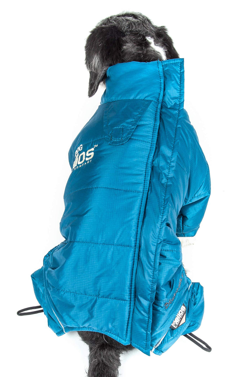 DOGHELIOS 'Thunder-Crackle' Full-Body Bodied Waded-Plush Adjustable and 3M Reflective Pet Dog Jacket Coat w/ Blackshark Technology, X-Small, Blue Wave - PawsPlanet Australia