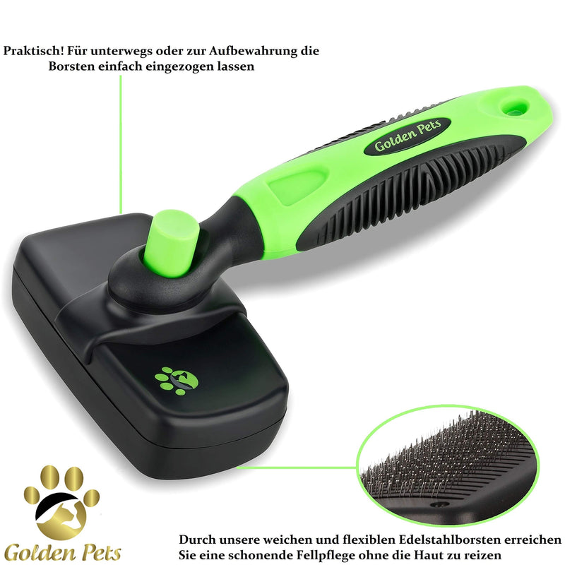 Golden Pets Self-cleaning dog brush & cat brush I Improved version I Suitable for short to long hair I Small - large animals I Quick cleaning I + care manual For small - medium animals - PawsPlanet Australia