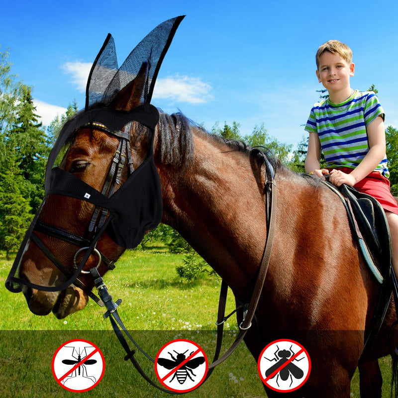 Geyoga Horse Fly Face Cover with Ears and Nose, Eye Protection Cover for Horse, Around Stable, Barn, Pasture and Trail Riding for Protecting Horse from Being Bitten and Sun - PawsPlanet Australia