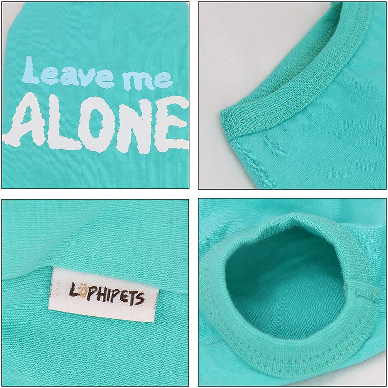 LOPHIPETS Dog Leave Me Alone Letter Print Shirts for Small Teacup Dog Chihuahua Yorkie Puppy Cat Clothes Tee-Blue/XXS XX-Small Blue - PawsPlanet Australia