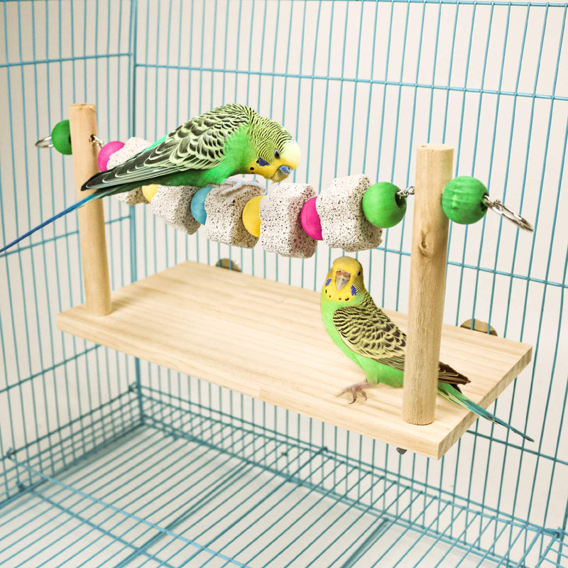 S-Mechanic Bird Cage Accessories, Wood Platform with Chew Toys Lava Ledge Blocks for Small or Medium Parrots,Parakeets,Finch,Mini Macao,Lovebirds style-1 - PawsPlanet Australia