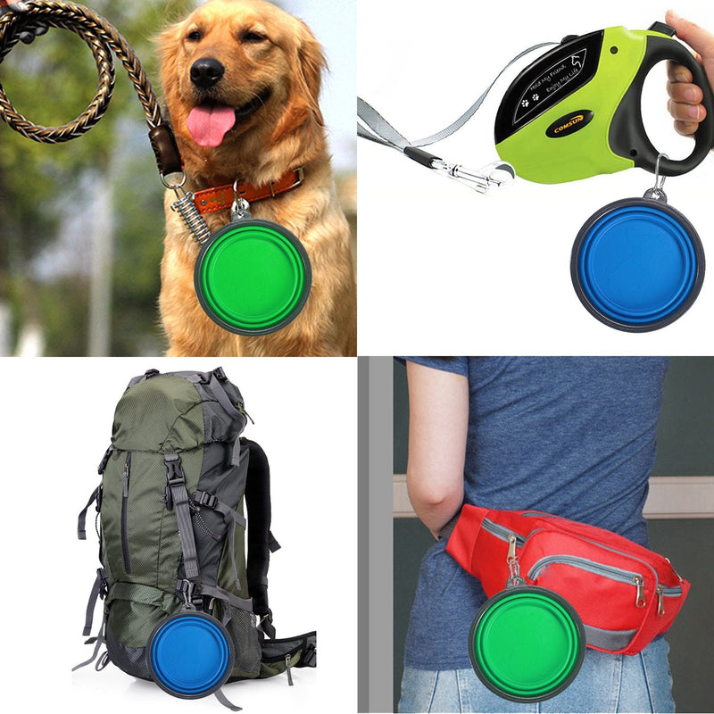Comsun 2-Pack Extra Large Size Collapsible Dog Bowl, Foldable Expandable Cup Dish for Pet Cat Food Water Feeding Portable Travel Bowl Blue and Green - PawsPlanet Australia