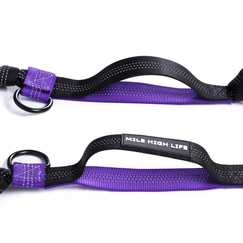 Mile High Life | Retractable Hands Free Dog Leash | Waist Running Adjustable | Reflective Dual Bungees | Dual Handles | Small Medium Large Dogs | (Purple) Purple - PawsPlanet Australia