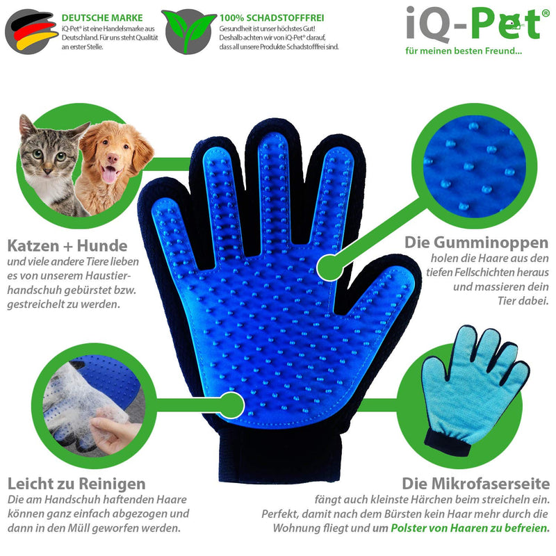 iQ-Pet grooming glove | 2 sides: rubber + microfiber - PawsPlanet Australia