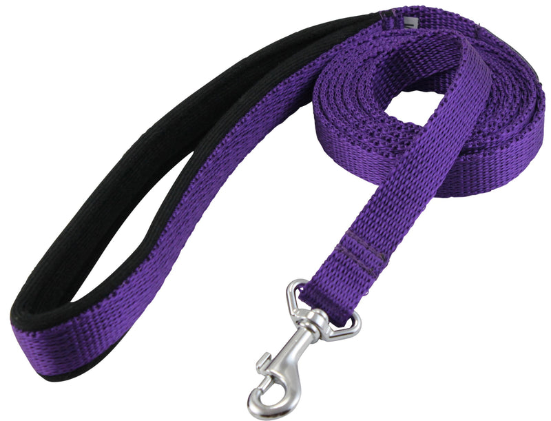 [Australia] - Dogs My Love 6ft Long Neoprene Padded Handle Nylon Leash 4 Sizes Purple Medium - 1/2" Wide 