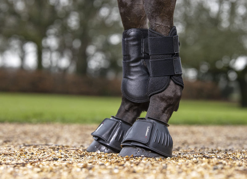 LeMieux Rubber Bell Horse Boots Pair with Ribbed Non Rubbing Shell for Schooling, Turnout, Hacking Jumping & Cross Country S Black - PawsPlanet Australia