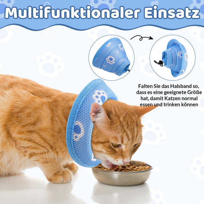 Fanshiontide Cat Neck Brace, Soft Cat Neck Brace, Adjustable Anti-Licking Anti Bite Cat Collar, Protective Collar for Cats, Puppies, Pets After Surgery and Injuries (M Blue) M - PawsPlanet Australia