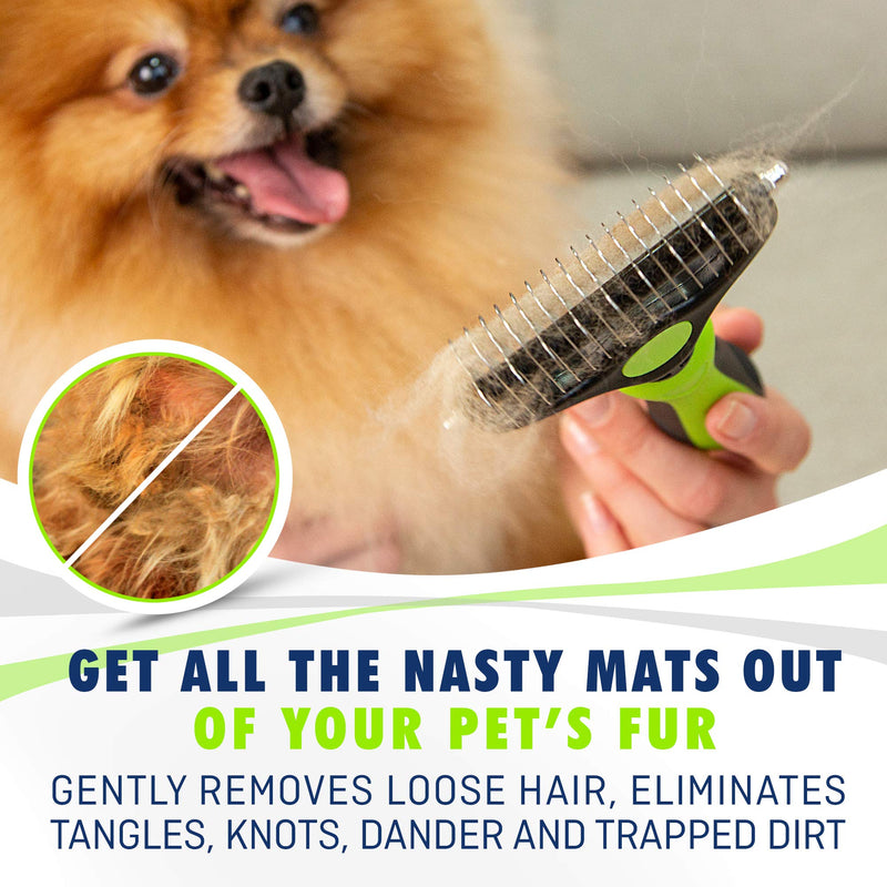 REXIPETS Pet Dematting Grooming Set- 2 Sided Undercoat Rake + Grooming Comb for Dogs, Cats & Pets- Safe and Easy Mats & Tangles Removing - PawsPlanet Australia