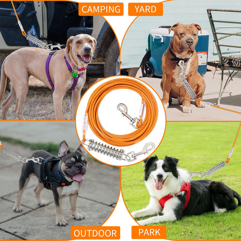 Yard Leash for Dogs with Shock-Absorbing, 3-15m Yard Leash Tie Out Lines, Tie Out Cables for Dogs Yard Leash (Orange, 3m) 3m Orange - PawsPlanet Australia
