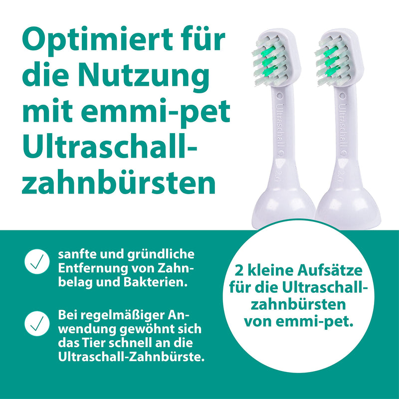 emmi-pet 2x A1 (S) small ultrasonic attachment brushes for emmi-pet 1.0 & 2.0 ultrasonic toothbrush I Prevents tartar, fights bad breath and gum inflammation - silently and without scrubbing - PawsPlanet Australia