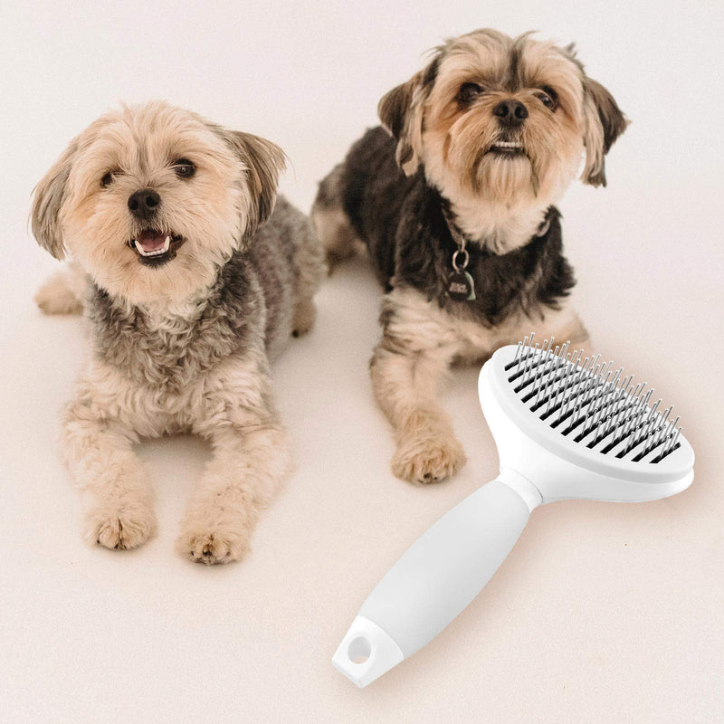 Rafaray Self Cleaning Slicker Brush- Professional Dog Brush Cat Brush for Daily Grooming, Removes Loose and Tangled Hair-Soft Silicone Handle Comfort Grip,Safe Rounded-ends Pins Give Pets Good Massage, Suitable for All Coat Types - PawsPlanet Australia