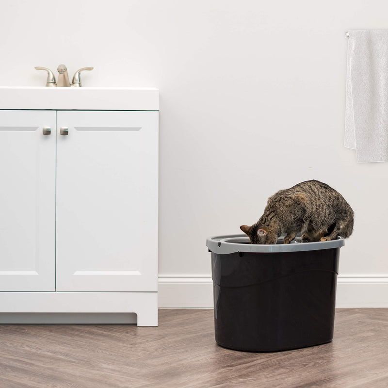 IRIS USA Top Entry Cat Litter Box with Cat Litter Scoop Black/Gray - PawsPlanet Australia