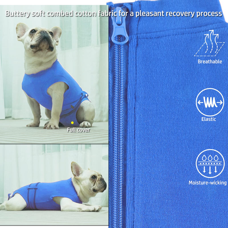 SyChien Dog Recovery Suit,Combed Cotton Male Neutered Female Spay Surgery Recovery Medium Abdominal Wounds Suit,Full-Body Protection Surgical Shirt,Grey M Grey recovery suit - PawsPlanet Australia