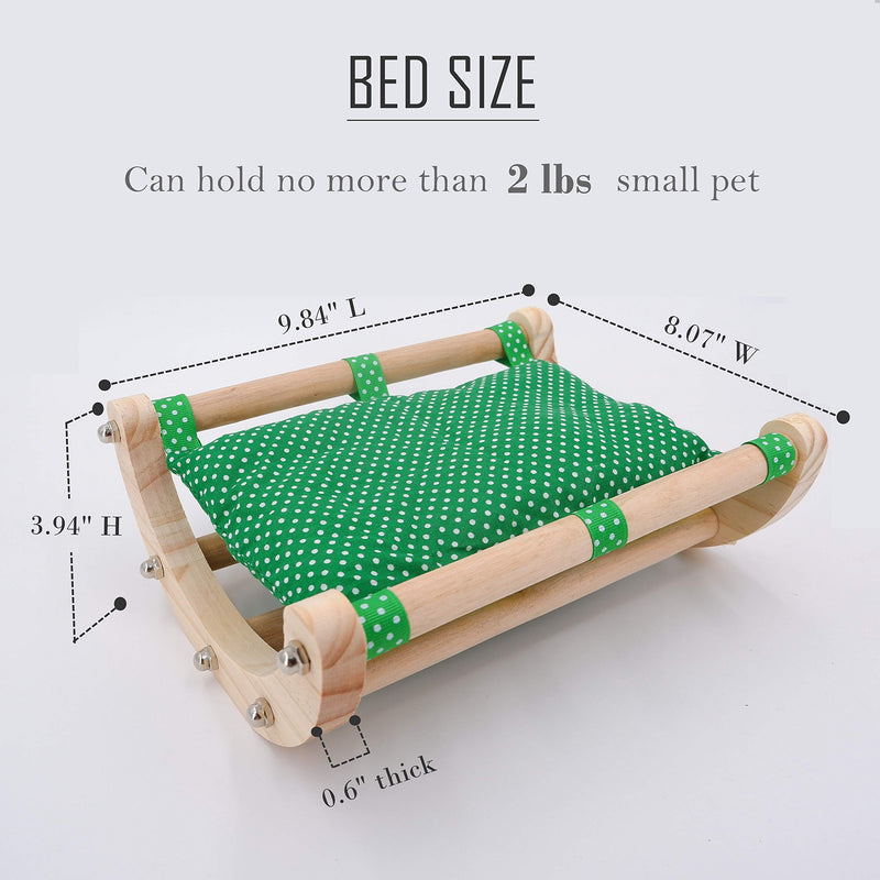 JanYoo Guinea Pig Bed Hedgehog House Pad Bed Toy Cage Accessories Wooden Detachable Frame Dark Green - PawsPlanet Australia