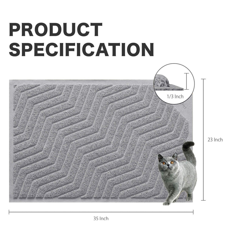 WePet Cat Litter Mat, Kitty Litter Trapping Mesh Mat, 35 x 23 Inch Large, Premium Durable PVC Rug, No Phthalate, Urine Waterproof, Easy Clean, Washable, Scatter Control, Litter Box Carpet #01 Light Grey - PawsPlanet Australia