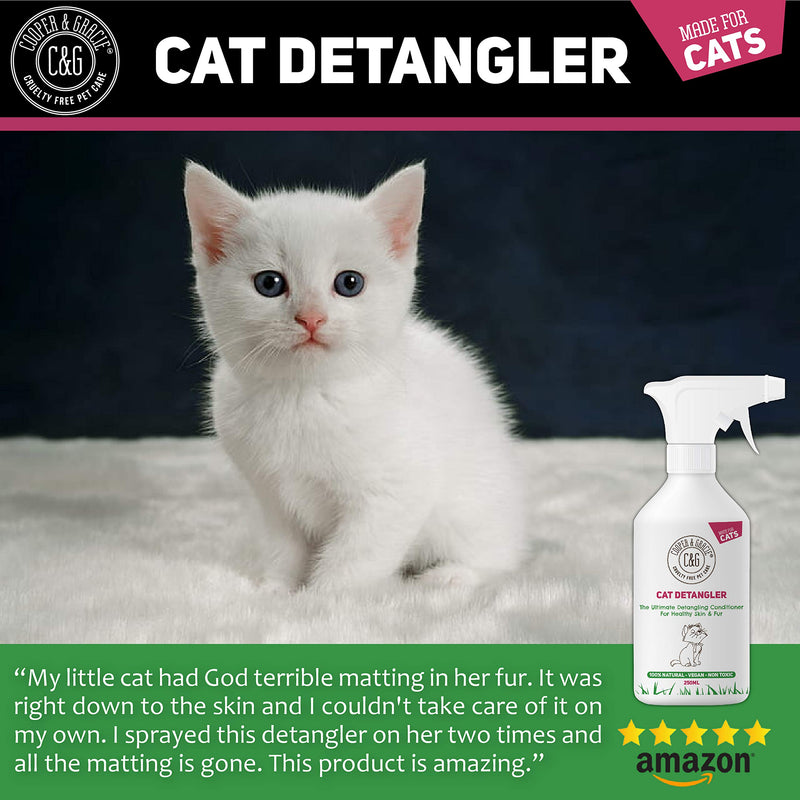 C&G Pets | Cat Detangler Spray 250ml | Vegan Detangling Spray For Cats And Kittens | Natural Deodorising Daily Grooming Dematting Conditioner | Ph Perfect For Sensitive Cat Skin - PawsPlanet Australia