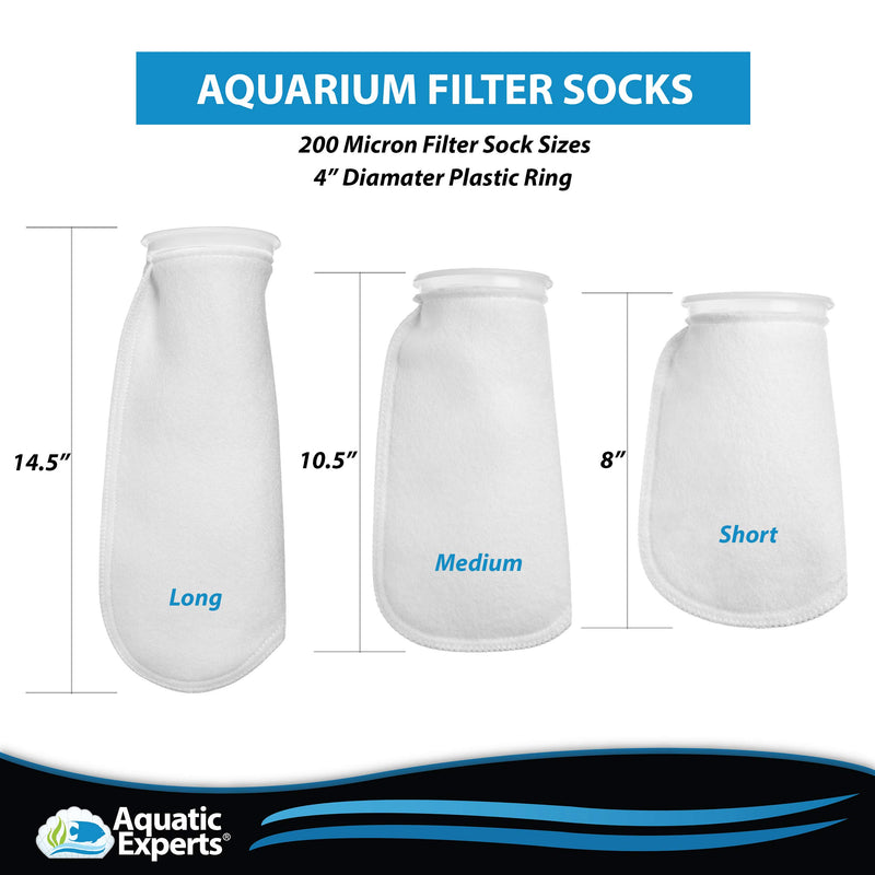 [Australia] - Aquatic Experts Filter Socks 200 Micron - 4 Inch Ring by 14 Inch Long – 8 Pack- Long - Premium Aquarium Felt Filter Bags - Custom Made in The USA 